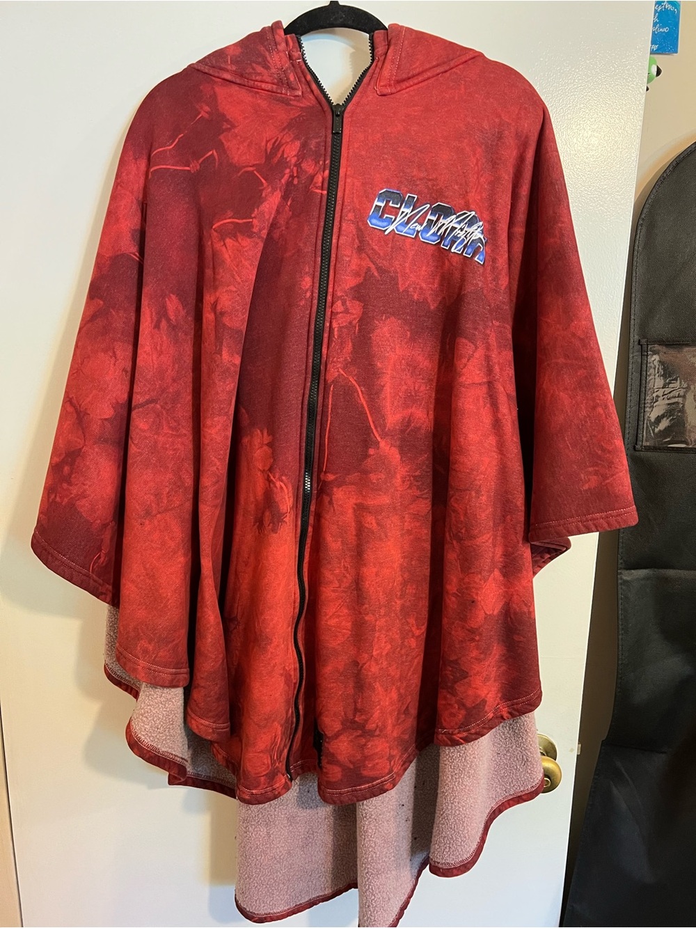 CLOAK Brand Cloak - Red Hooded Zip-Front Poncho Jacket